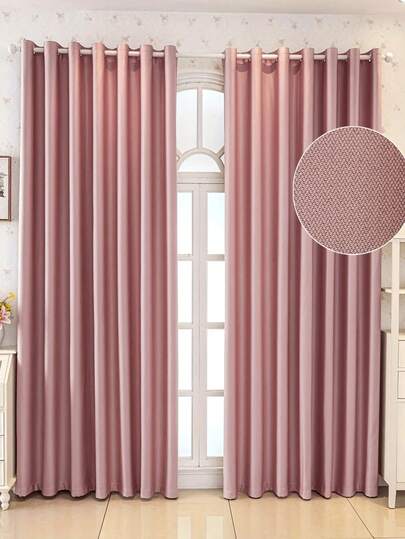 1pc Thick Fabric Pink Blackout Curtain - Heat Insulating, Light Blocking Curtain With Excellent Drape, Suitable For Bedroom, Home, Office - Grommet Top, Solid Color Polyester Weave, No Lining - Suitable For All Room Types, All Seasons
