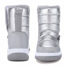Children's Winter Snow Boots, Mermaid Star Cartoon Pattern, Warm Boots, Warm Cartoon Pattern Outdoor Snow Boots, Pink - Silver - View 5