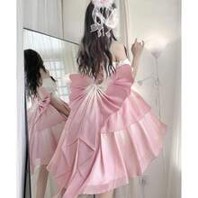 Pink Lolita Dress Women Girls, Kawaii Cosplay Costume, Lace Maid Outfit Sleeveless - Romantic Gradient Pink, Pearl Embellished Lolita Fashion - 多色1205 - 查看 4