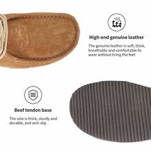 urtesico بوت جلدية عالية الكاحل للرجال، خياطة يدوية، بوت عمل كاجوال، سطح جلدي ناعم وسميك، متينة ومقاومة للبلى، تصميم كلاسيكي رجعي، مناسبة للعمل واللبس اليومي - بني فاتح - مشاهدة 3