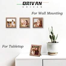 4x4 Picture Frame Wood Display 4x4 Picture Distressed Brown Square Photo Frame For Wall And Tabletop Decoration - White - View 4