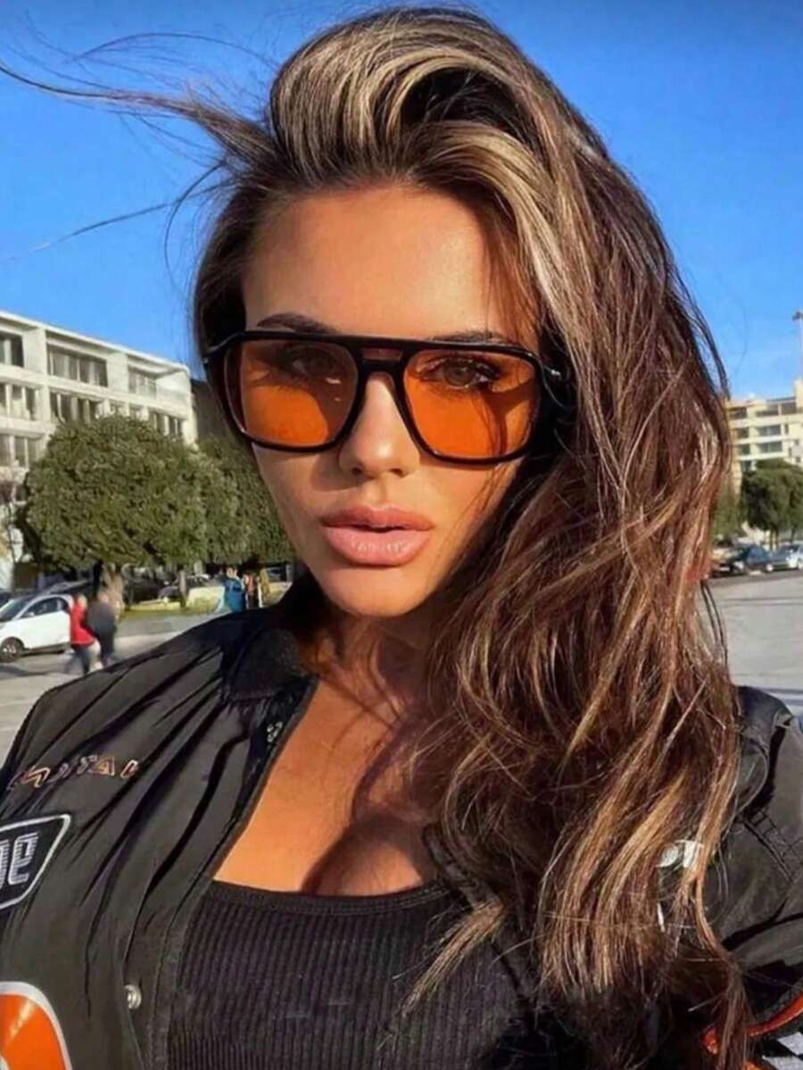 1 Cặp kính thời trang phi công gọng kép Y2K unisex, thanh lịch và thời thượng. - Đỏ - Xem 1