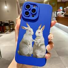 2026 nueva funda de teléfono mate, funda de teléfono con estampado de pareja de conejos para iPhone 17 14 13 12 11 Pro Max y  Galaxy S23 S22 S21 Note 20, funda protectora para teléfono, regalo para parejas, novio, novia, San Valentín, regalo de cumpleaños - Azul Klein - Ver 2