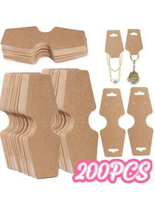 200/100 Blank Folding Necklace Display Cards, Bracelet Display Cards, Sturdy Necklace Hanging Cards, Necklace Kraft Paper Cards, Jewelry Accessory Display Jewelry Hanging Cards, Used For Chain Links, Headbands, Headbands, Collars, Keychains - Multicolor - View 1