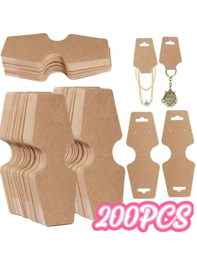 200 thẻ trưng bày vòng cổ gấp gọn, thẻ trưng bày vòng tay, thẻ treo vòng cổ chắc chắn, thẻ trưng bày vòng cổ, móc khóa, vòng tay bằng giấy Kraft, thẻ trưng bày trang sức.