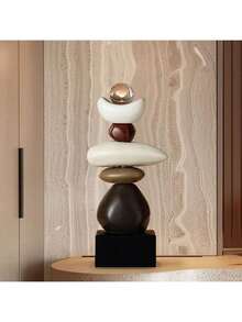Modern Resin Stacked Stone Sculpture - Abstract Balanced Rock Art Suitable For Various Room Types, Fashionable And Elegant Design - Decorative Desktop Figurine For Home And Office - Multicolor - View 8