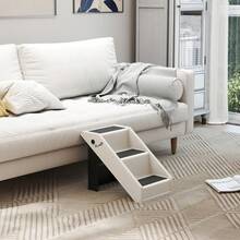 PawHut 3-Step Dog Stairs, 36.5 Inches High, Small Pet Stairs, Foldable For Bed, Sofa, Car, Cream White - 1 - View 2