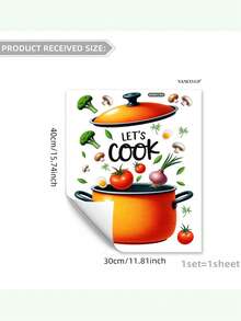 1/2/3pcs Creative Kitchen Pot Pan Wall Stickers, Includes Vegetable, Tomato, Onion, Greens And Egg Patterns, Home Decor Stickers. Suitable For Indoor And Outdoor Decoration, Ideal For Thanksgiving, New Year Home Decor And Gifts. - Multicolor - View 6