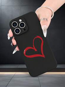 Lujo Ligero, Estilo y Belleza Carácter del corazón Love  Funda de Teléfono de Textura Mate Negra, Compatible con 17PROMAX, 17PRO, 17Air, 17, 16PROMAX, 16PRO, 15PROMAX, 15PRO y Todos los Mo - Negro - Ver 2