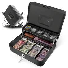 Caja Para Dinero, Caja Fuerte S-eguridad, Caja Para Dinero De S-eguridad Con 2 Llaves Y Cerradura De S-eguridad, Caja Registradora, Caja Para Dinero De Negocio, Caja De S-eguridad Para Dinero Con 4 Charolas Y 5 Depósitos, Caja De Efectivo Portable Para Guardar Joyas, Relojes, Billetes, Moneda - Negro - Ver 2