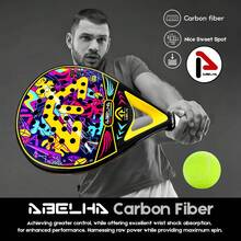 ABELHA New Carbon Fiber Paddle Racket, Team Sport Short-Handle Squash Paddle, Outdoor Sport Padel Tennis Racket, Paddle Tennis Equipment With Storage Backpack - Yellow - 1pc - View 7