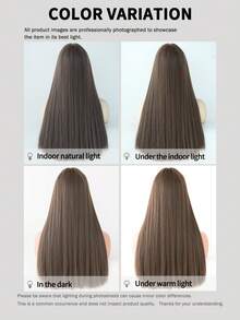 7JHH WIGS 高品质22英寸长直亚麻棕色假发，女士款，蓬松合成假发带刘海，外观自然，采用非常柔软的耐热合成纤维制成，全机织，美观大方，适合女孩参加音乐节、派对、街头服饰、万圣节角色扮演、动漫或服装搭配等场合。 - 棕色 - 查看 8