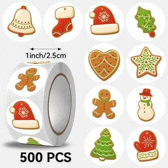 500pcs/Roll Christmas Gift Pattern Stickers, Size: 2.5cm/1.0 Inch, Round Shape, Kids Stickers. Christmas Gifts, Preferred Gifts. Decorate On Your Favorite Products Such As Stationery Boxes, Book Decorations, Envelopes, Gift Sealing Labels, And Other Favorite Products.