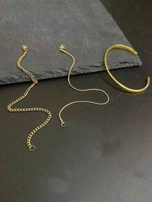 3pcs Stainless Steel Silver C-Shape Chain Adjustable Bracelet Set, Simple & Fashionable Accessories Suitable For Men, Great Gift For Father's Day, Valentine's Day, Dates, Boyfriend's Birthday, Christmas, New Year Holiday - 3-piece Set - View 4