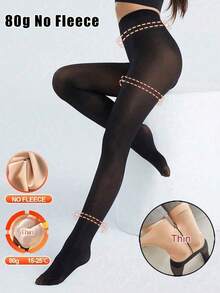 80G/220G Thicken Pantyhose Thermal Tights Leggings Women Warm Winter Fleece Velvet Thermo Stockings High Waist Elastic Slim Translucent Pantyhose Tights Stocks Underwear - 黑色 - 查看 2