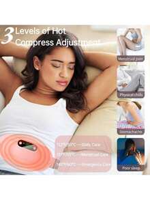 Portable Cordless Heating Pad For Period Cramps |   Fast-Heated Belly Wrap With 3 Heat Levels & 4 Massage Modes |   Menstrual Back/Belly Pain Relief Warm Gift For Women (Pink) - 粉色 - 查看 2