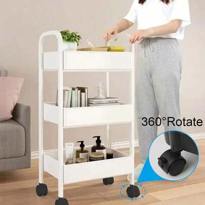 4-Layer Rolling Multi-Functional Storage Cart With 360° Rotating Wheels - A Multi-Functional Storage Device Suitable For Kitchens, Living Rooms And Bedrooms - Can Store Books, Snacks, Etc. - Durable Plastic Structure, Multi-Functional Cart, Vertical Shelves