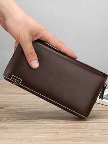 1pc Multi-Compartment Minimalist Business Men's Clutch Bag, Made Of Premium PU Leather, Large Main Compartment Fits Phone, Cards And Other Essentials, Suitable For Various Occasions - Multicolor - View 6