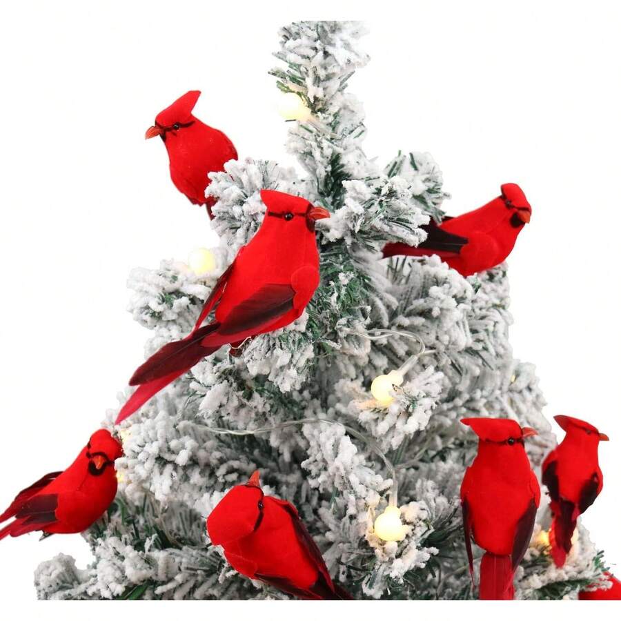 12 PCS Cardinals Clip On Christmas Tree Ornaments, Realistic Artificial Cardinals Birds Ornaments For Christmas Tree Wreath Centerpiece Decorations Crafts Christmas Decor Room Decor Party - 1 - 查看 1