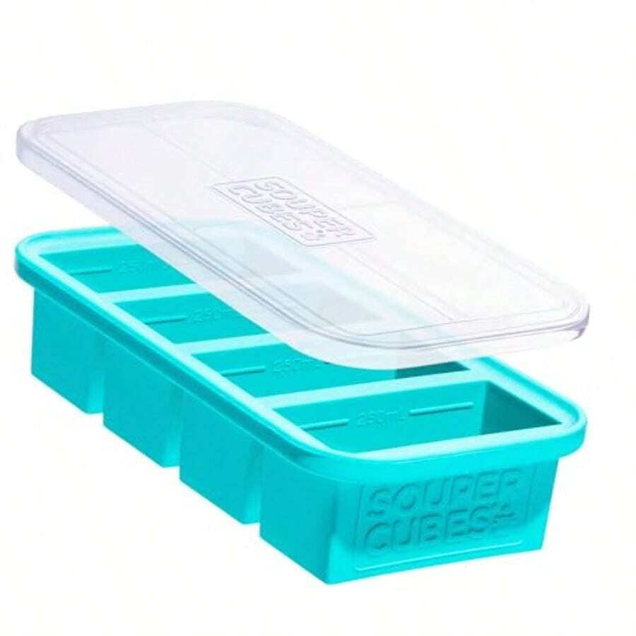 WSXC  1 Cup Silicone Freezer Molds -  Perfect For Freezing Broth Rice Leftovers And More - Silicone Freezer Trays With Lids For Meal Prep - Aqua - 1-Pack - Aqua - View 1