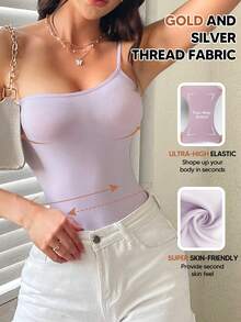 Women's Metallic Spaghetti Strap Bodysuit - Mauve Purple - View 4