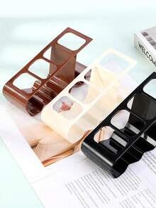 4-Grid Remote Control Holder, Durable Plastic Sleek Black Desktop Organizer With Ergonomic Design For 4 Remotes, Space-Saving Home Office TV Stand Storage Rack, Remote Control Organizer, Home Organization, Minimalist Rack, Practical Storage, Multigrid Storage, Remote Workers - Multicolor - View 5