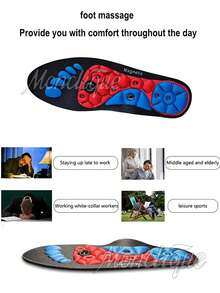 1双穴位按摩鞋垫，足部磁疗按摩垫，舒适针灸鞋垫，适合健康步行和健身，足部按摩鞋垫，足部瑜伽穴位按摩鞋垫，训练配件，适用于运动、健身、步行和散步。 - 紅黑色 - 查看 3