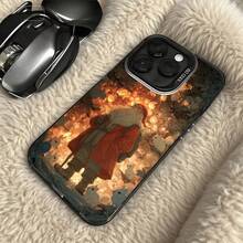 Funda de Teléfono Santa Claus Plateado en el Bosque con Nieve e Impresión de Luz de Fuego para iPhone 14 15 13 Pro Max  Galaxy S23 S24 Ultra, Regalo Ideal para Todas las Estaciones - Negro - Ver 5