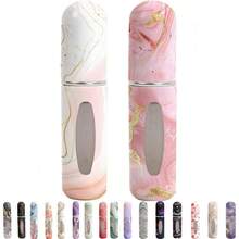 Perfume Travel Refillable Bottleu2013 Portable Sprayer, Empty Perfume Bottles With Unique Patterns, Refill Pump Case Traveling And Outgoing, 2 Pcs Pack Of 5 MlWhite And Pink - White and Pink - 查看 1