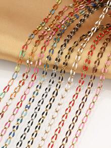 1m Cadena de joyería de acero inoxidable esmaltada, cadena con forma de labios esmaltada por ambos lados, cadena ovalada esmaltada, para hacer joyería, decoración de zapatos, bolsos y ropa - Multicolor - Ver 2