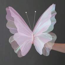 3D Ombre Chiffon Giant Butterfly, Suitable For Wedding Decoration - Realistic Artificial Organza Butterfly, Ideal For Party And Outdoor Festival Decoration, Engagement Photo Backdrop, Valentine's Day/Mother's Day/Graduation Gift, Wedding Aisle Guiding Butterfly - 彩色 - 查看 8