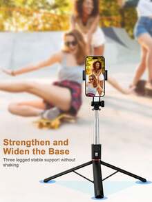 2026 New 1.7m Extendable Selfie Stick With Anti-Shake, Retractable Tripod And Wireless Function. Made Of Durable ABS And Aluminum Alloy. Portable Remote Control Smart Phone Selfie Stick For Vlogging, Travel, Outdoor Photography, Compatible With IPhone/Smartphones. Great For Couples Photography On Valentine's Day - Multicolor - View 7