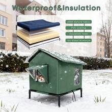 Outdoor Cat House, Warm & Insulated Cat Shelter For Indoor/Outdoor Cats, Suitable For All Seasons, With Warm Cushion, Easy Assembly - M-40*36*50 cm - View 6