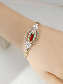 1 件心形锆石镀金圣犹大圣母玛利亚女士时尚手链长度 7 英寸情人节