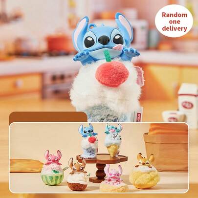 Miniso Gourmet Stitch Series Vinyl Fragrance Blind Box Pendant, Cute Gourmet Design + Vinyl Plush Material, With Fragrance, Bag Pendant/Home Decoration, Collection & Fragrance Ornament(1 PC Random Delivery)