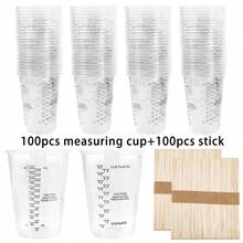 SMI Fine Disposable Plastic Measuring Cup With Wooden Stir Stick Multi-Purpose Epoxy Resin Liquid Mixing Cup With Graduations - Clear - View 9