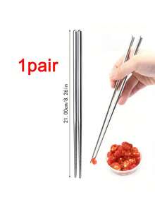 5双不锈钢可重复使用筷子 - 防滑，韩式和日式餐具，适用于寿司、小吃等 - 耐用厨房餐具套装、学校用品 - 彩色 - 查看 7