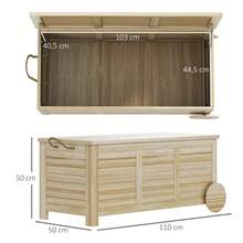 Outsunny 185L Storage Box, Waterproof Garden Box With Wheels, Weatherproof And UV Resistant Wooden Storage Box, Outdoor Garden Chest, Balcony, Natural Wood On Site - 1 - View 6