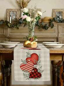 1 Peça Trilho de Mesa com Padrão de Coração para o Dia dos Namorados, Trilho de Mesa Decorativo para o Dia dos Namorados, Suprimentos para Festa Interna/Externa, Decoração de Ambiente, Adequado para Decoração de Cozinha e Festa de Natal em Casa - Multicolorido - Visão 6