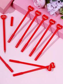 20支心形笔 情人节笔 中性笔 护士笔 可爱趣味笔 散装黑色墨水 适用于护士、女性、学生、教师、教室、办公室、学校用品（红色） - 紅色 - 查看 5