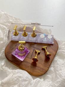 亚克力极光彩虹色矩形钻石形状美甲展示架，树脂水晶珠水钻复古韩国花朵激光 DIY 家居和户外女士母亲姐妹妻子女友婚礼美甲沙龙美容情人节使用