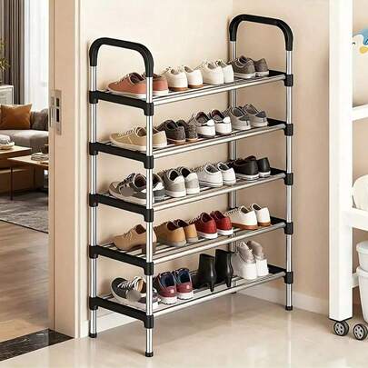 1个多层鞋架，大容量收纳，快速组装，节省空间，玄关收纳神器，可存放鞋子、靴子和配饰——非常适合出租房、走廊、卧室、浴室、办公室、客厅和小空间；经久耐用，可堆叠，轻巧设计，现代风格，让鞋子整齐有序，随时可穿；用途广泛，可放置于衣橱角落、玄关和门厅；可调节层板，满足个性化收纳需求；防滑底座；配备齐全的五金配件，易于组装；简约时尚的外观，可与任何装饰风格相得益彰；是合租房的理想之选。