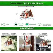 Talataca Havanese con árbol de pino de Navidad, muñ de nieve, regalo 2D plano espejo retrovisor para coche, accesorios para árbol de Navidad, decoración colgante interior retrovisor(default) - Multicolor - Ver 3
