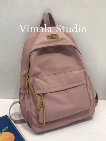 大容量、防水、轻便字母贴片装饰功能性背包，适合青少年女孩、女大学生、白领，非常适合学校、大学、工作、商务、通勤、返校、学校背包