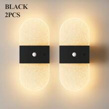 Luz de Parede Moderna com Sensor de Movimento de Cristal, Candeeiro de Parede LED Inteligente com Sensor Acrílico, Luz de Parede LED Sem Fios, Luz Noturna Alimentada por Bateria, Temperatura de Cor e Brilho Ajustáveis, Adequado para Corredor, Casa de Banho, Quarto, Decoração de Casa, Sala de Estar - Multicolorido - Ver 19