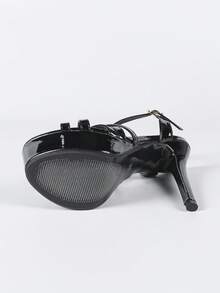 Spring/Summer 14cm Super High Heel Waterproof Platform Peep Toe Stilettos Sandals, Red - Black - View 5