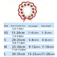 1pc Handmade Crochet Elastic Strawberry Bow Cat Collar, Pet Accessory Decoration - Multicolor - View 5
