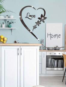 1Set Romantic Heart Love Decorative Mirror Wall Sticker, Self Adhesive Removable Romantic Heart Acrylic Mirror Sticker, Living Room Bedroom Decorative Stickers, 1mm Thickness Best Gifts Birthday Graduation Home Decor Back To School School Supplies - Multicolor - View 7