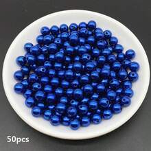 4/6/8/10mm Cuentas redondas de acrílico azul para hacer joyas, cadenas de teléfono móvil, pulseras, collares y accesorios de decoración DIY de moda - azul real - Ver 8