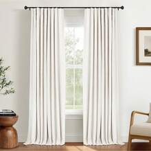 % Blackout Curtains Bedroom, 84 Inch Long Blackout Curtains, Clip Rings Linen Drapes, Thermal Insulated Room Darkening Living Room, 2 Panels - Beige, W50xL84, Bedroom Decor - 輕盈乳霜 - 查看 2